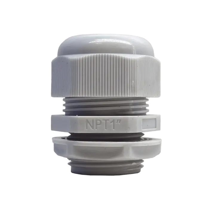 Conector Plástico Blanco Tipo Glándula para Rosca NPT 3/4" 