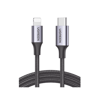Cable USB-C a Lightning | 1 Metro | Certificado MFi | Carga Rápida 60W | 480 Mbps | Conector C94 | Adecuado para iPhone, iPad y iPod | Protección Integrada | Caja de Aluminio | Nylon Trenzado | Color Negro.
