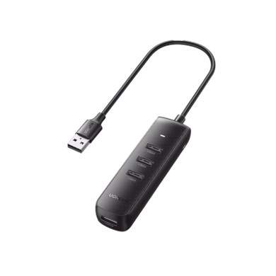 HUB USB-A 3.0 4 en 1 | 4 Puertos USB-A 3.0 (5Gbps) | Cable de 25 cm | Indicador Led | Ideal para Transferencia de Datos | Entrada USB-C para alimentar equipos de mayor consumo como discos duros | Color Negro.