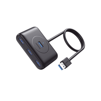 [20291] HUB USB-A 3.0 4 en 1 | 4 Puertos USB-A 3.0 (5Gbps) | Entrada USB-C (PD 5V2A) | Cable de 1 Metro | Indicador Led | Ideal para Transferencia de Datos | Entrada USB-C para alimentar equipos de mayor consumo | Color Negro.