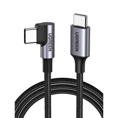[50125] Cable USB-C a USB-C | 2 Metros | Conector con Ángulo Recto de 90° | Carga Rápida de hasta 60W | 480 Mbps | PD3.0 | QC4.0/3.0/2.0 | FPC | AFC | Protección Integrada| Caja de Aluminio | Nylon Trenzado | Color Negro