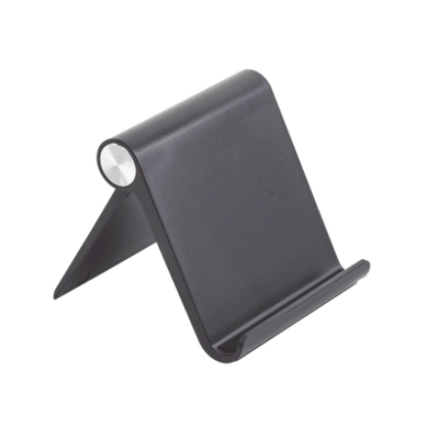 [50747] Soporte de Escritorio  para Teléfono Celular / Ajustable de 0° a 100° / Goma Antiarañazos / Antideslizante / Amplia Compatibilidad con dispositivos de 4'' a 7.9'' / Plegable / ABS / Color Negro