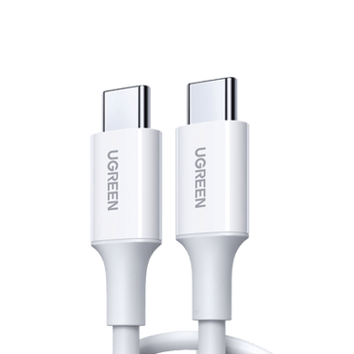 [60518] Cable USB-C a USB-C | 1 Metro | Carga Rápida de hasta 60W | Transferencia de datos de 480 Mbps | PD3.0 | QC 4.0/3.0/2.0 | FPC | AFC | Duradero y Flexible| Caja ABS | Cubierta de TPE | Color Blanco.