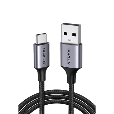 [60126] Cable USB-A a USB-C | 1 Metro | Transferencia de datos de 480 Mbps | Carga Rápida | QC 4.0/3.0/2.0 | FPC | AFC | Protección Integrada | Caja de Aluminio | Nylon Trenzado | Color Negro.