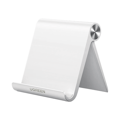 [30285] Soporte de Escritorio para Telefono Celular / Ajustable de 0° a 100° / Goma Antiarañazos / Antideslizante / Amplia Compatibilidad con dispositivos de 4'' a 7.9'' / Plegable / ABS / Color Blanco