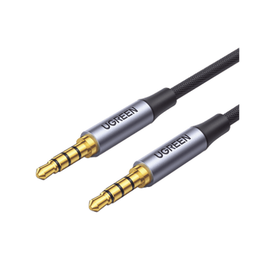 [90788] Cable Auxiliar de 3.5mm / Cable Audio Estéreo / Núcleo de Alambre de Cobre Esmaltado / Carcasa de Aluminio Azul + Nylon Trenzado /  Soporta Micrófono / 5 Metros
