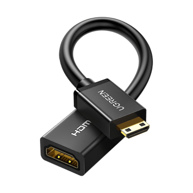 Adaptador Mini HDMI a HDMI (HDMI Tipo C)   / 18Gbps / 4K@60Hz / HDR /  Tecnología 3D / ARC / Carcasa PC+ABS / HDCP/ Longitud de 22 cm