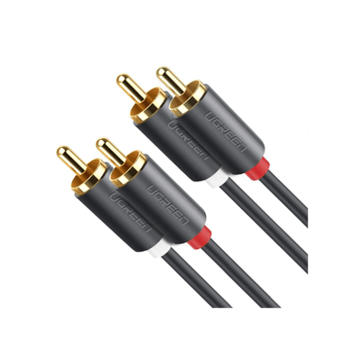 [10519] Cable de Audio 2 RCA Macho a 2 RCA Macho / 3 Metros / Color Negro / Alta Calidad /Anillos de goma para asegurar un agarre firme al instalar o quitar el cable