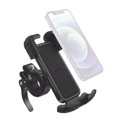 [60548] Soporte de Celular para Manillar de Motocicleta o Bicicleta / Anti Vibración / Protección de clip Antideslizante / Rotación de 360° / Bloqueo de Seguridad / Compatible con manillar de 0.6'' a 1.75'' / Soporta dispositivos de 4.6''