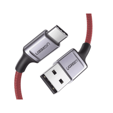 Cable USB-A a USB-C | 1 Metro | Carga Rápida QC 4.0/3.0/2.0 | FPC | AFC | Protección Integrada |  480 Mbps | Caja de Aluminio | Nylon Trenzado | Color Rojo | Ampliamente Sugerido para Carga Rápida HUAWEI.