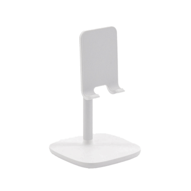 [60343] Soporte para Telefono Celular & Tablet / Ajustable de 5° a 45° / Base Antideslizante / Proteccion de Silicona / ABS / Amplia Compatibilidad con dispositivos de 4'' a 7.9'' / Color Blanco