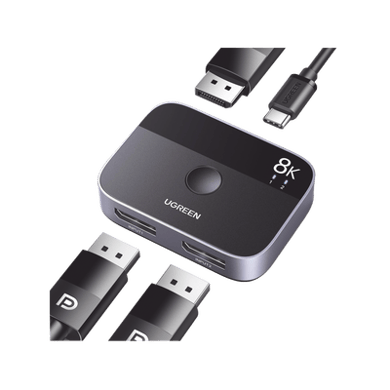 [15708] Conmutador DP 1.4 8K | HDMI Splitter 2 Entradas a 1 Salida | Bidireccional | 3D | HDR10+ | Dolby Atmos | 240Hz | 48Gbps | Compatible Free-Sync/G-Syng | Sincronización de Audio | Potentes Chips de Última Generación.