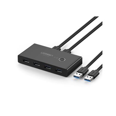 Conmutador USB para Compartir 4 Puertos USB 3.0 a 2 PC Ìs | Cambio Mediante Botón | Incluye Dos Cables USB de 1.5 m | ABS | Permite que 2 Usuarios Compartan 4 Dispositivos Periféricos USB3.0, como una impresora, un escáner, etc.