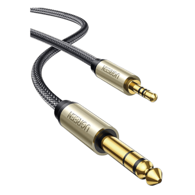 [40806] Cable Audio Estéreo 3.5mm (1/8) TRS a 6.35mm (1/4) TS / 5 Metros / Audio de Hi-Fi / Trenza de Nylon / Blindaje Múltiple / Caja de Aleación Zinc / Núcleo de Cobre Puro / Compatibilidad Universal