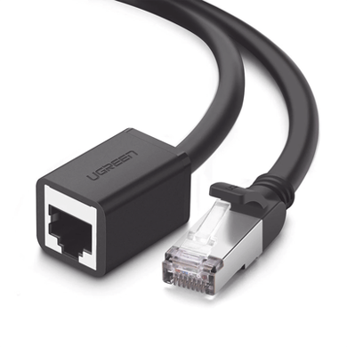 [11282] Cable de Extensión Cat6 RJ45 F/UTP / Macho a Hembra / 3m / Método de conexión 568B / Velocidad de transmisión 1000Mbps / Ancho de banda del canal 250MHz /Caja de Cobre / Negro