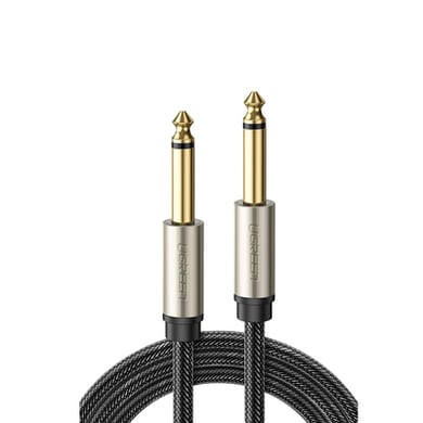 [10640] Cable de Audio Mono 6.35mm (1/4) Macho a 6.35mm (1/4)   Macho / 5 Metros / Núcleo de Cobre / Blindaje Interno / Nylon Trenzado / Color Negro