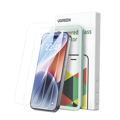 [45973] Protector de pantalla UGREEN HD con marco de instalación para iPhone 16 Pro (paquete de 2)