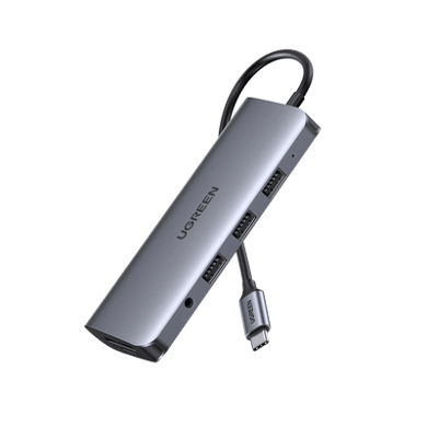 [80133] HUB USB-C (Docking Station) 10 en 1 | 3 USB-A 3.0 | USB-C PD Carga 100W | HDMI 4K@30Hz | RJ45 (Gigabit Ethernet) | VGA | Lector Tarjeta SD + Micro SD (TF) Uso Simultaneo | Jack Audio 3.5mm | Carcasa de Aluminio.