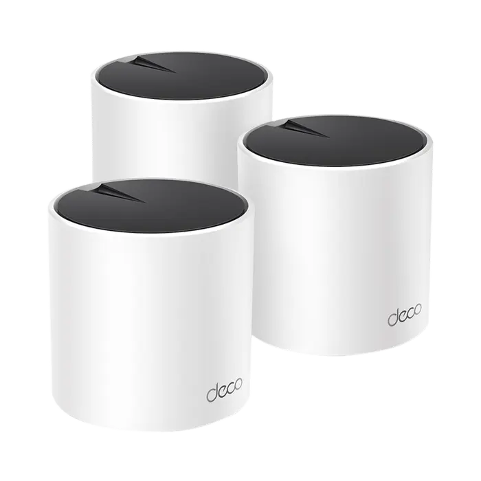 Kit 3 Routers Inalámbricos MESH Interior para Hogar / Doble Banda Wi-Fi 6 AX3000 Mbps / 3 Puerto Gigabit WAN/LAN / 2 Antenas Internas / Administración Mediante la App Deco (iOS, Android) / Protección HomeShield 