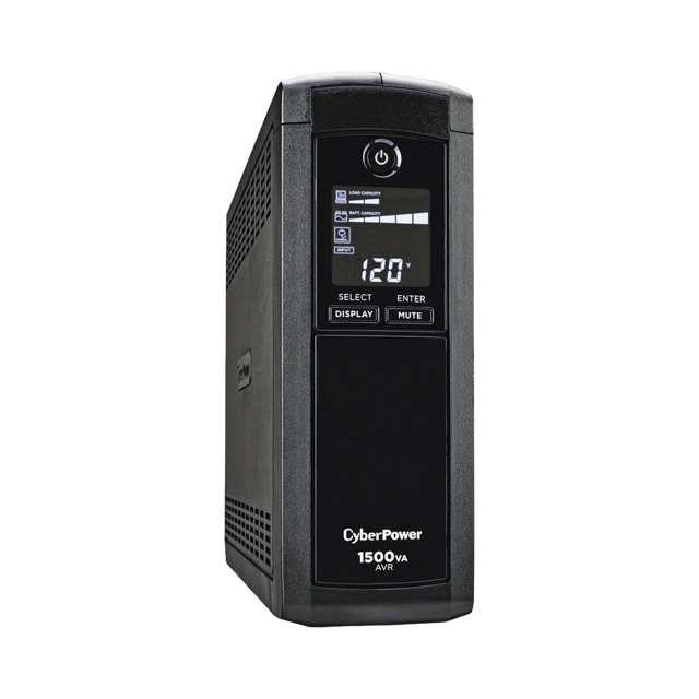 [CP1500AVRLCD] UPS de 1500 VA/900 W, Topología Línea Interactiva, Entrada 120 Vca NEMA 5-15P, Tipo Mini Torre, Con 12 Tomas NEMA 5-15R 