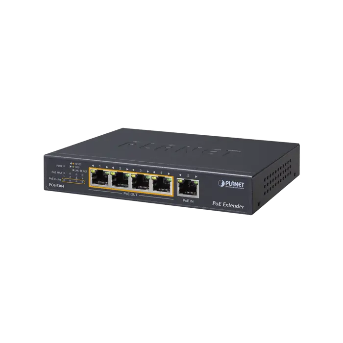 Extensor Ultra PoE de 65 Watts Con 4 Puertos Gigabit de Salida 802.3 af/at 