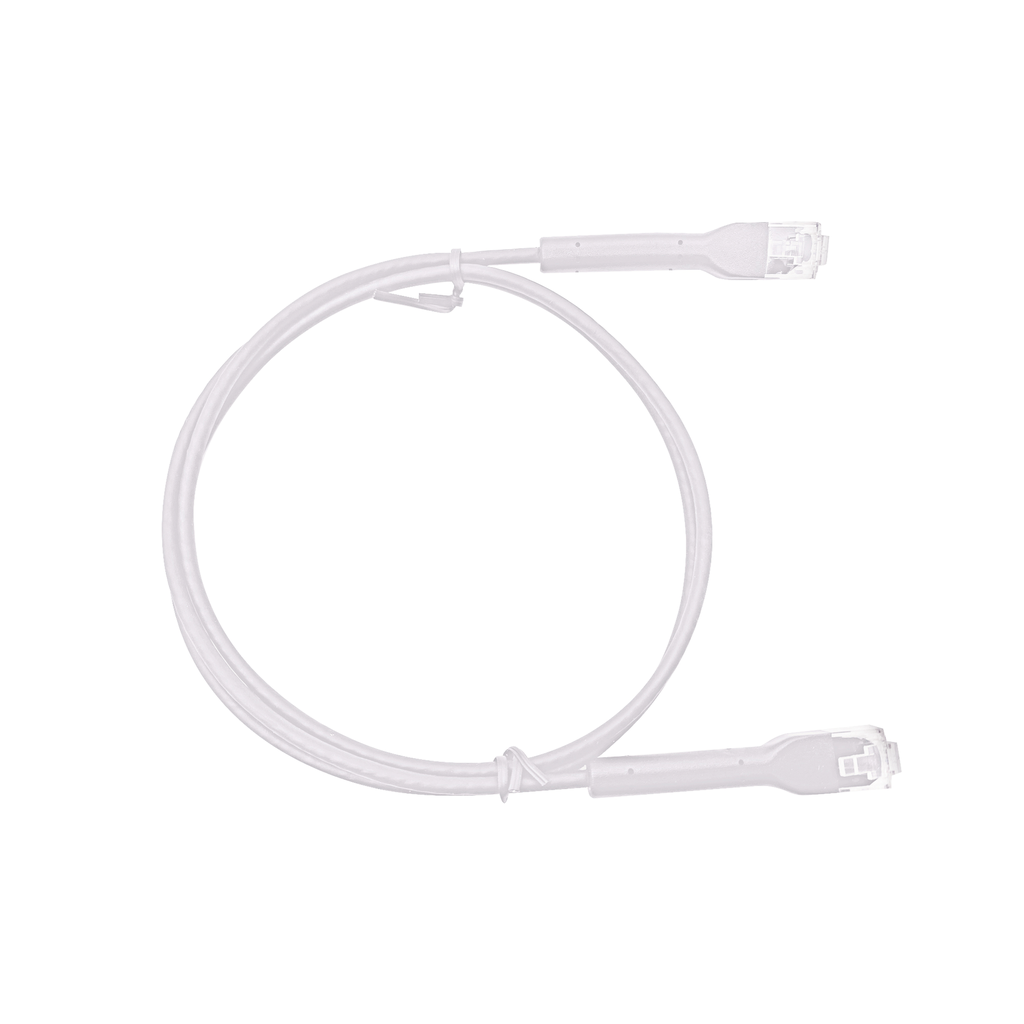 [LP-PSLIM-05WH] Cable de Parcheo Ultra Slim Con Bota Flexible UTP Cat6 - 0.5 m Blanco Diámetro Reducido