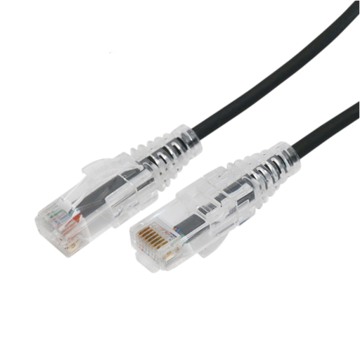 [LP-UT6A-05-BK28] Cable de Parcheo Slim UTP Cat6A - 0.5 m Negro, Diámetro Reducido (28 AWG) 