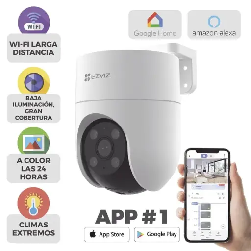 [CS-H8C] Camara PT WiFi / 2 Megapixel / Cobertura 360° / Detección humana / Seguimiento Inteligente / Sirena / Luz Parpadeante / Colores en Oscuridad / Micro SD / Audio de Dos Vías / Exterior Con Protección 