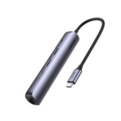 [10919] HUB USB-C (Docking Station) 5 en 1 | Ultra Delgado | 2 USB-A 3.1 a (5 Gbps) | HDMI 4K@60Hz | RJ45 (Gigabit Ethernet) | USB-C PD Carga Rápida 100W | Soporta OTG | Chips Inteligentes | Pequeño y Ligero | Caja de Aluminio.