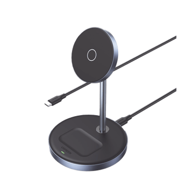 [90668] Estación de Carga Inalámbrica | 3 en 1 | Compatible con MagSafe | Perfecto para iPhone y  AirPods | Carga Rápida Adaptativa /Simultanea | Múltiples Protecciones | Luz Indicadora LED | Aleación de Aluminio | Incluye Cable