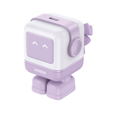 [25036] Cargador Mini GaNRobot 30W serie UNO | 1 USB-C de Carga Rápida | Tecnología GaN II | Multiprotocolo PD/QC/SCP/FCA | Carga Inteligente | Pantalla LED | Zapato Magnético Extraíble | Thermal Guard | Color Lila.