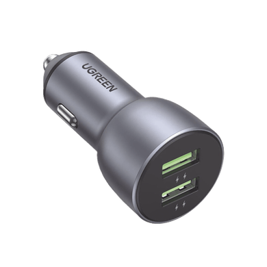 [10144] Cargador de Auto 36W | 2 Puertos USB-A | Carga Rápida | Compatible con Vehículos de 12 y 24 VCD | PD3.0 + QC3.0 | Chip Inteligente | Diseño Compacto | Mayor Eficiencia Energética | Aleación de Aluminio.