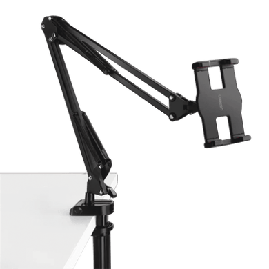 [50394] Soporte para Tableta con Brazo tipo Perezoso / Brazo Ajustable y Cabezal de 360° / 3 Perillas de Ajuste / Soporta dispositivos de 4'' a 12.9'' de hasta 1.5 KG / ABS + Metal de Alta Calidad.