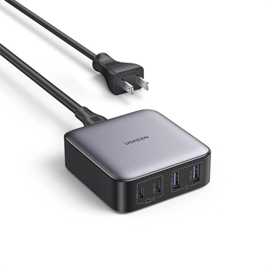 [90735] Cargador de escritorio de 65W | 4 Puertos de Carga Rápida | 2 USB-C | 2 USB-A | Tecnología GaN II +SIC | Power Delivery 3.0 | Quick Charge 4.0 | Chip Confiable y Carga Inteligente | Optimiza la Experiencia de Carga.
