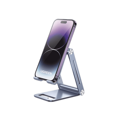 [90461] Soporte para Teléfono Celular de Aluminio / Angulo Ajustable / Amplia Compatibilidad con dispositivos de 4.7'' a 7.9'' / Antideslizante / Antiarañazos / Plegable / Color Azul