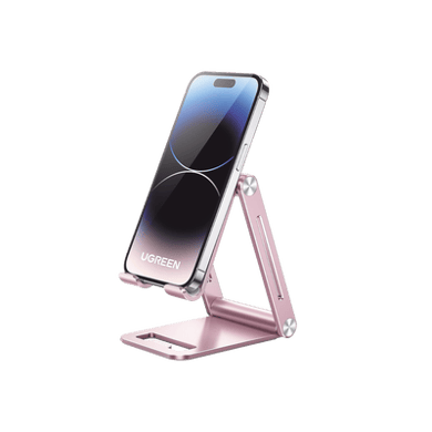 [90460] Soporte para Teléfono Celular de Aluminio / Angulo Ajustable / Amplia Compatibilidad con dispositivos de 4.7'' a 7.9'' / Antideslizante / Antiarañazos / Plegable / Color Rosa