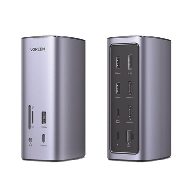 [90325] HUB USB-C (Docking Revodok Pro) 12 en 1 | 2 USB-A 3.0 | 1 USB-C PD Carga 100W | 1 USB-A 3.1 | 1 USB-C 3.1 | HDMI 4K | HDMI 8K Ultra HD | Display Port 4K | RJ45 (Gigabit) | Lector Tarjeta SD + Micro SD (TF) | Jack Audio 3.5mm.