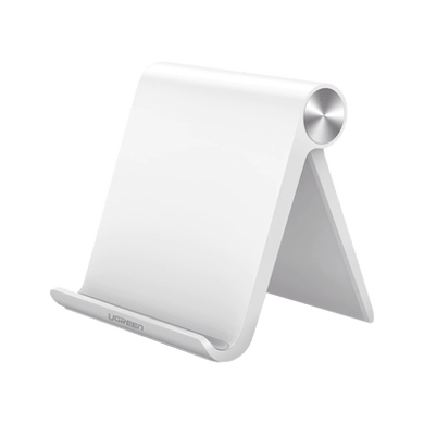 [30485] Soporte de Escritorio para Tablet /  Ajustable de 0° a 100° / Goma Antiarañazos / Antideslizante / Amplia Compatibilidad con dispositivos de 4'' a 13'' / Plegable / ABS / Color Blanco