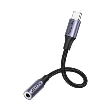 [30632] Adaptador USB Tipo C a Jack 3.5mm | Cable de 10 cm | Soporta CTIA/OMTI | HiFi | Plug & Play | Funda Anti Torceduras | Carcasa de Aluminio | Nylon Trenzado | Llama, Escucha Música y Controla.