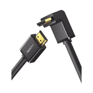 [10172] Cable HDMI 2.0  en Angulo de 90°  / 1 m / 4K@60Hz / HDR / 3D / HEC (Canal Ethernet HDMI) / ARC (Canal de Retorno de Audio / CEC / 32 canales de Audio / HDCP 2.2 / Dolby Atmos / 18 Gbps / Blindaje Múltiple