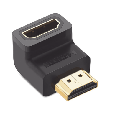 [20109] Adaptador HDMI de 90 Grados Macho a Hembra / Hacia Abajo / HDMI 2.0  4K@60Hz / Proporciona Flexibilidad Sin Doblar los Cables HDMI