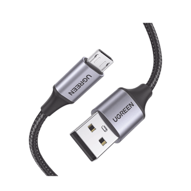 [60146] Cable USB-A a Micro USB | 1 Metro | Carga Rápida | QC 3.0/2.0 | FPC | AFC | Transferencia de datos de 480 Mbps | Recarga hasta 18W | Protección Integrada | Caja de Aluminio | Nylon Trenzado | Color Negro.
