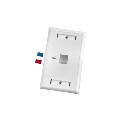 [LP-FP-21] Placa de pared de 1 puerto, Keystone, con espacio para etiqueta, Color Blanco